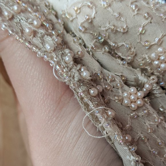 Vintage 90s Cream Beaded Two Piece Tank Top And Evening Jacket Set - Picture 12 of 15